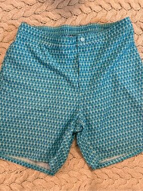 GreenTea Men's Aqua Blue Honeycomb Athletic Shorts